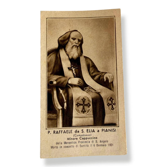 Padre Raffaele da Sant’Elia Relic – Blessed by Pope Leo XIV – Vintage Holy Card | Catholically