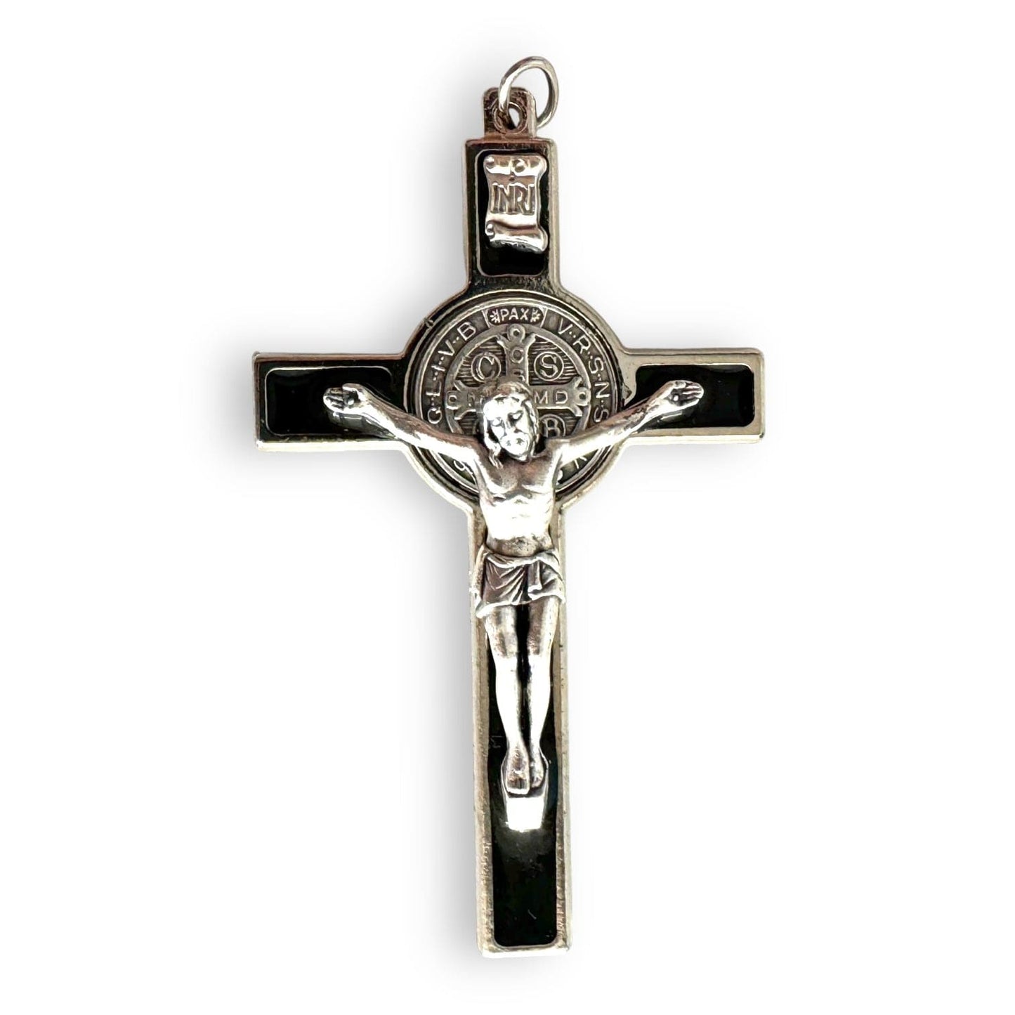3" St. Benedict Crucifix with Black Enamel Inlay - Blessed by Pope | Catholically