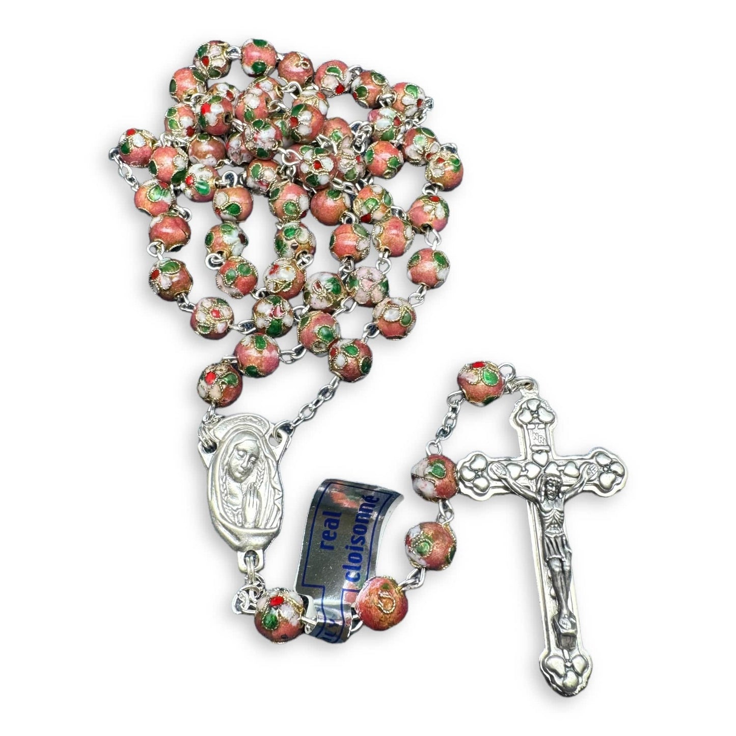Pink Cloisonne Rosary  - Blessed by Pope - w/ COA | Catholically
