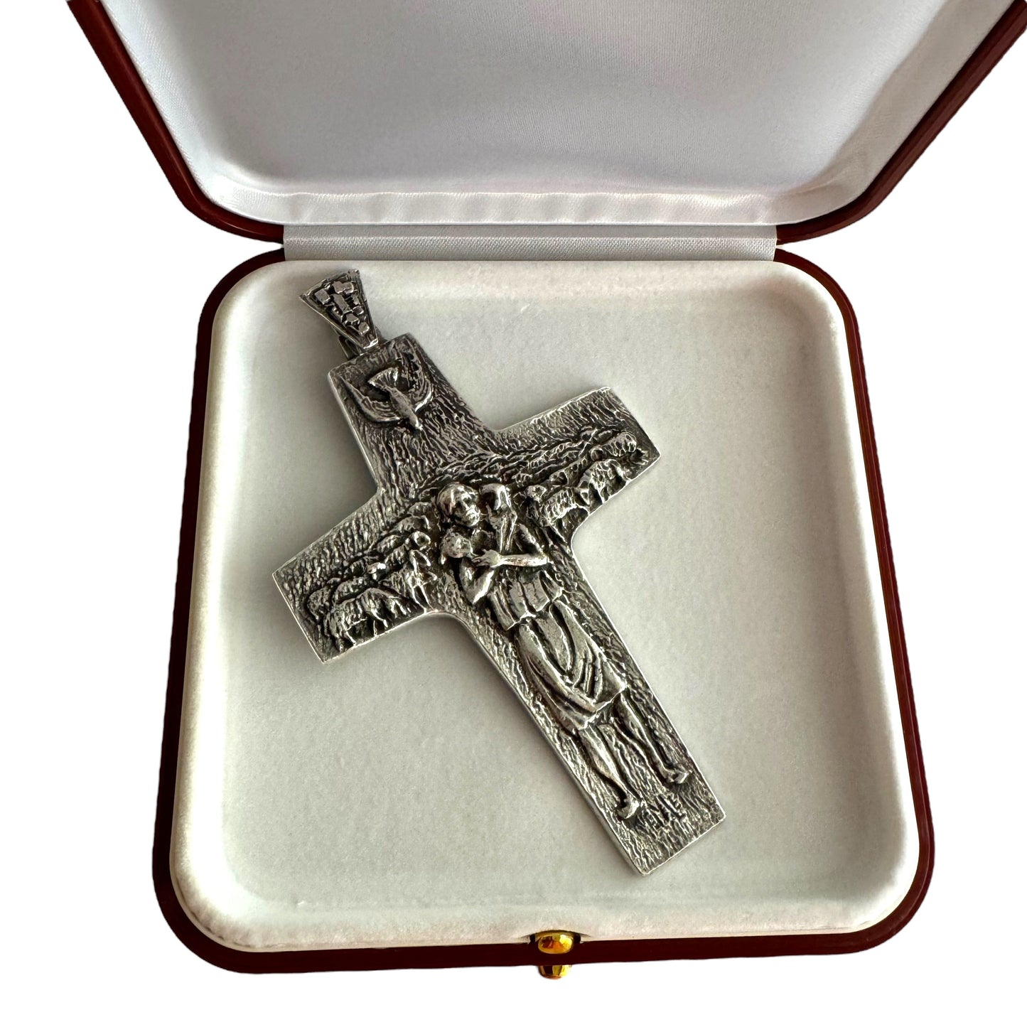 Pope Francis Original Pectoral Cross - Good Pastor Crucifix - Silver 925 | Catholically