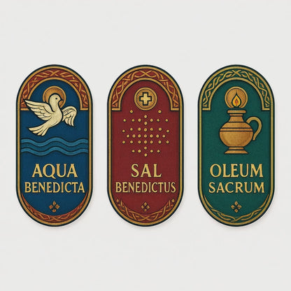 Exorcised Holy Water Oil & Salt SET - Blessed by Pope Leo XIV