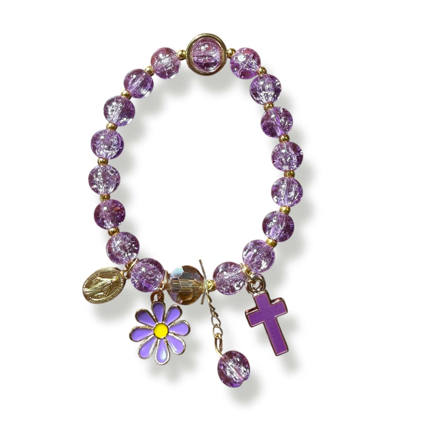 Purple Grace Bracelet – Cross & Butterfly Charm Blessed by Pope | Catholically