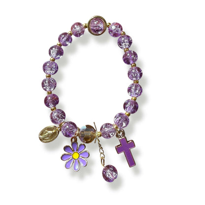 Purple Grace Bracelet – Cross & Butterfly Charm Blessed by Pope | Catholically
