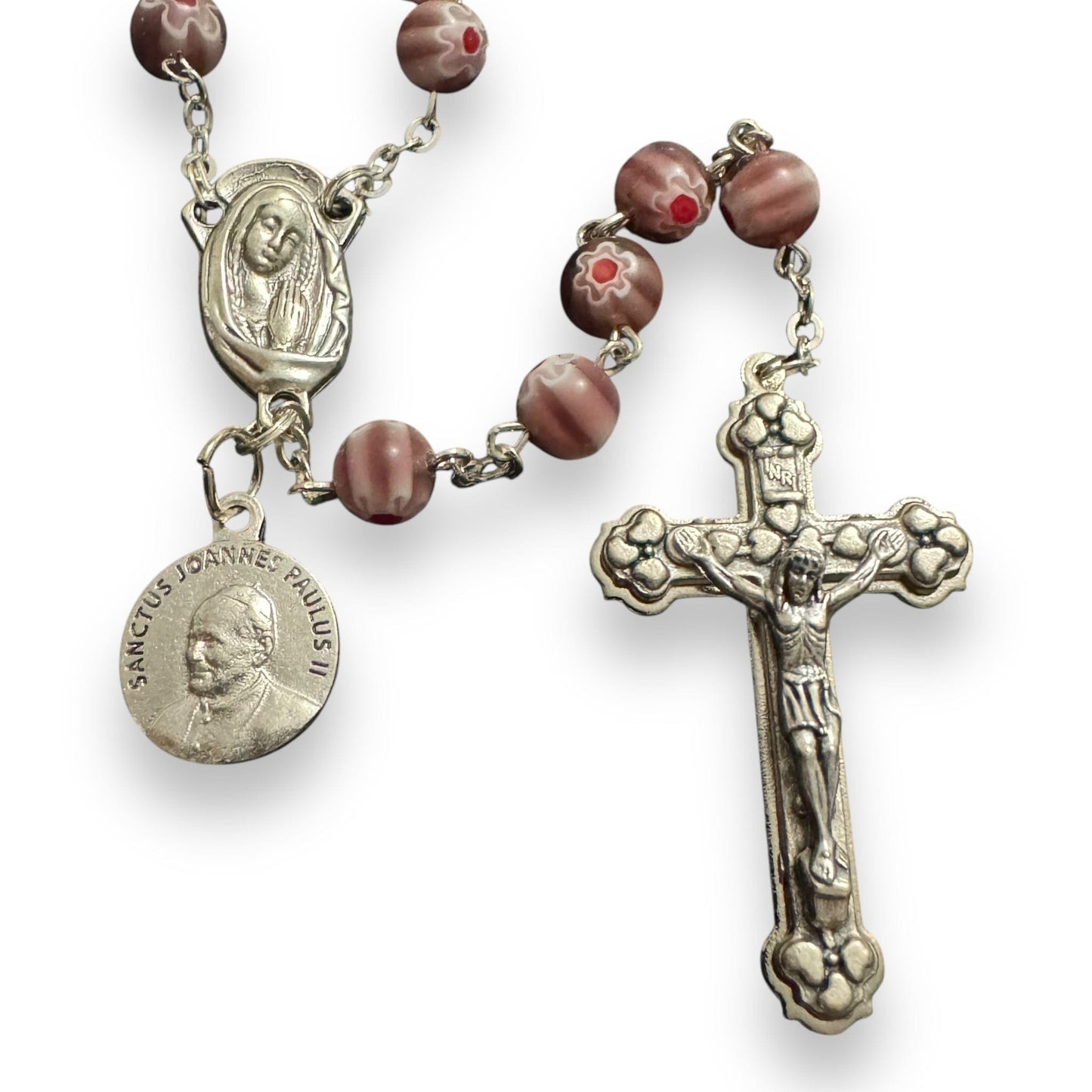 Purple Venetian Glass Murrina - St. John Paul II Relic Rosary | Catholically