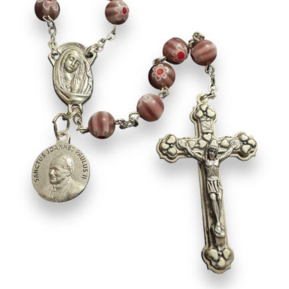 Purple Venetian Glass Murrina - St. John Paul II Relic Rosary | Catholically