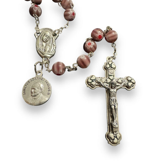 Purple Venetian Glass Murrina - St. John Paul II Relic Rosary | Catholically