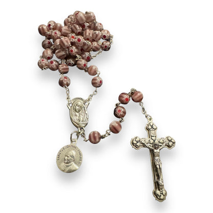 Purple Venetian Glass Murrina - St. John Paul II Relic Rosary | Catholically