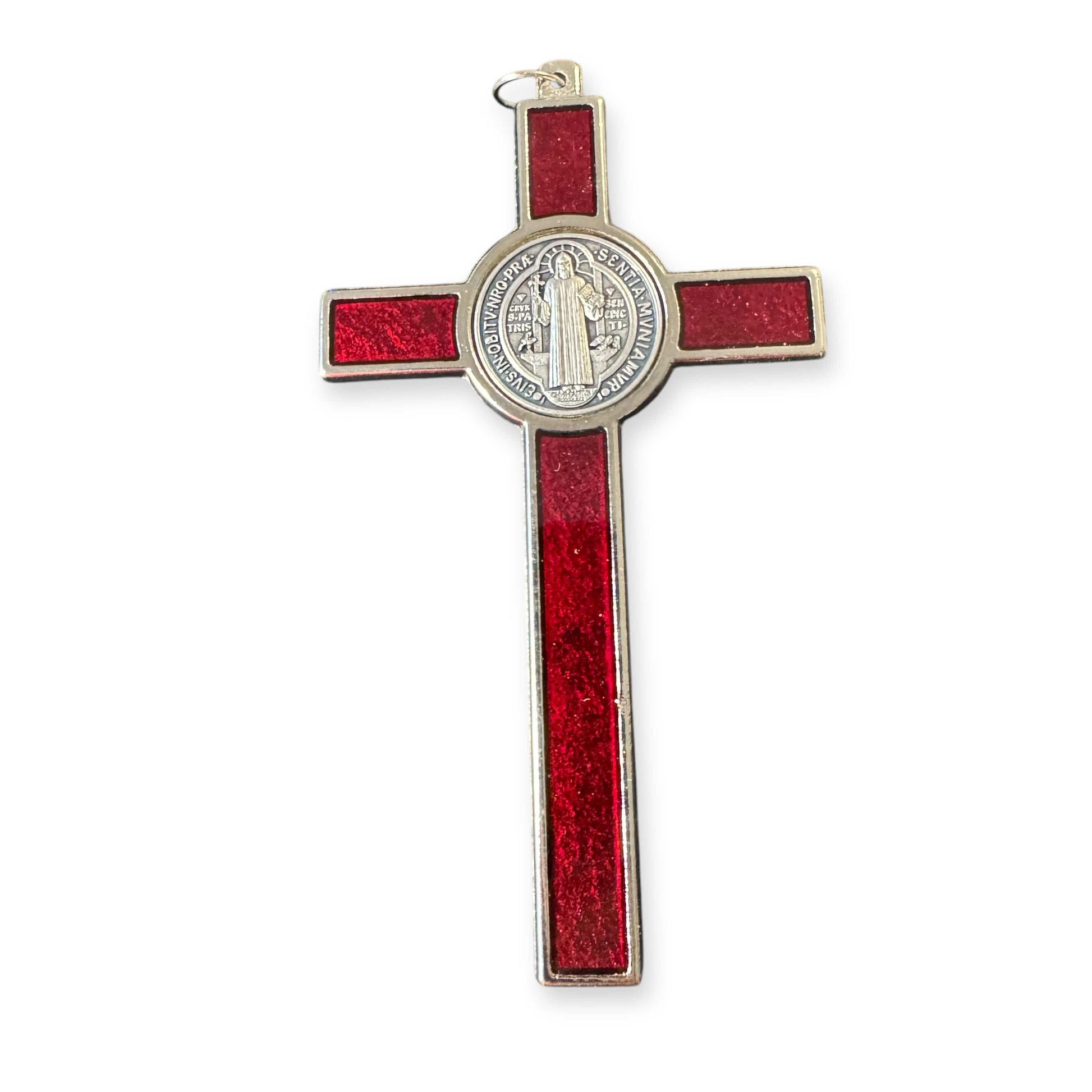 Red 4 1/2" St. Benedict Crucifix - Exorcism Cross  - Blessed - San Benito Cruz | Catholically
