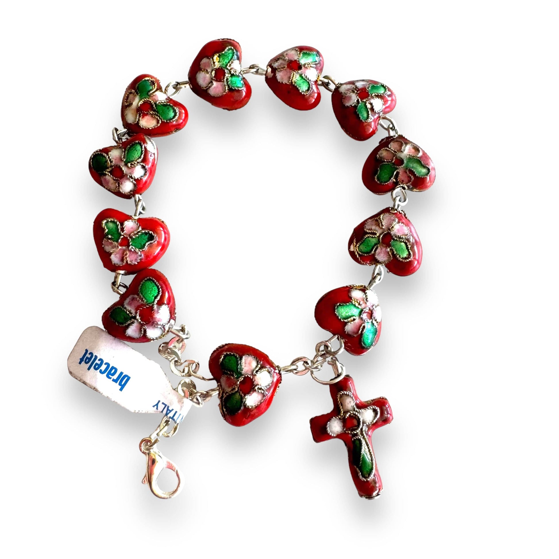Red Bracelet Cloisonne Rosary  - Blessed By Pope | Catholically