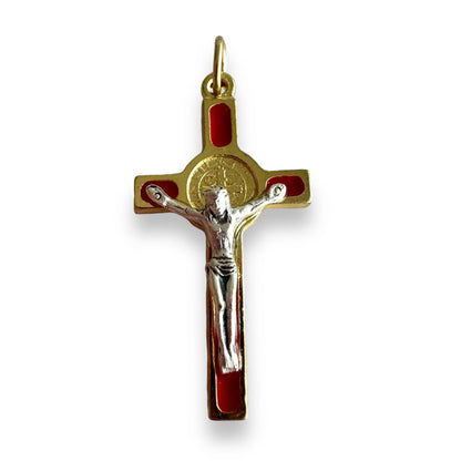 Red Cross St. Benedict - Tiny Pendant - Rosary Parts - Crucifix | Catholically