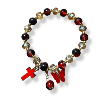 Red Devotion Bracelet – Cross & Butterfly Charm Blessed by Pope | Catholically