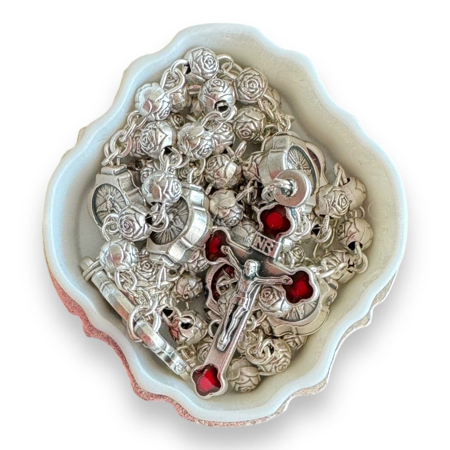 Red Holy Spirit Tiny Rosary with Dove Box – Blessed in Rome | Catholically
