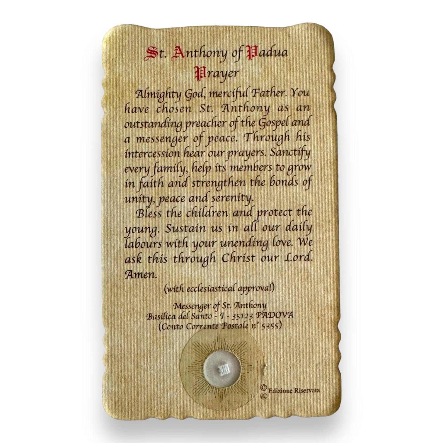Relic Card of St. Anthony of Padua - Touched to Tongue Relic | Catholically