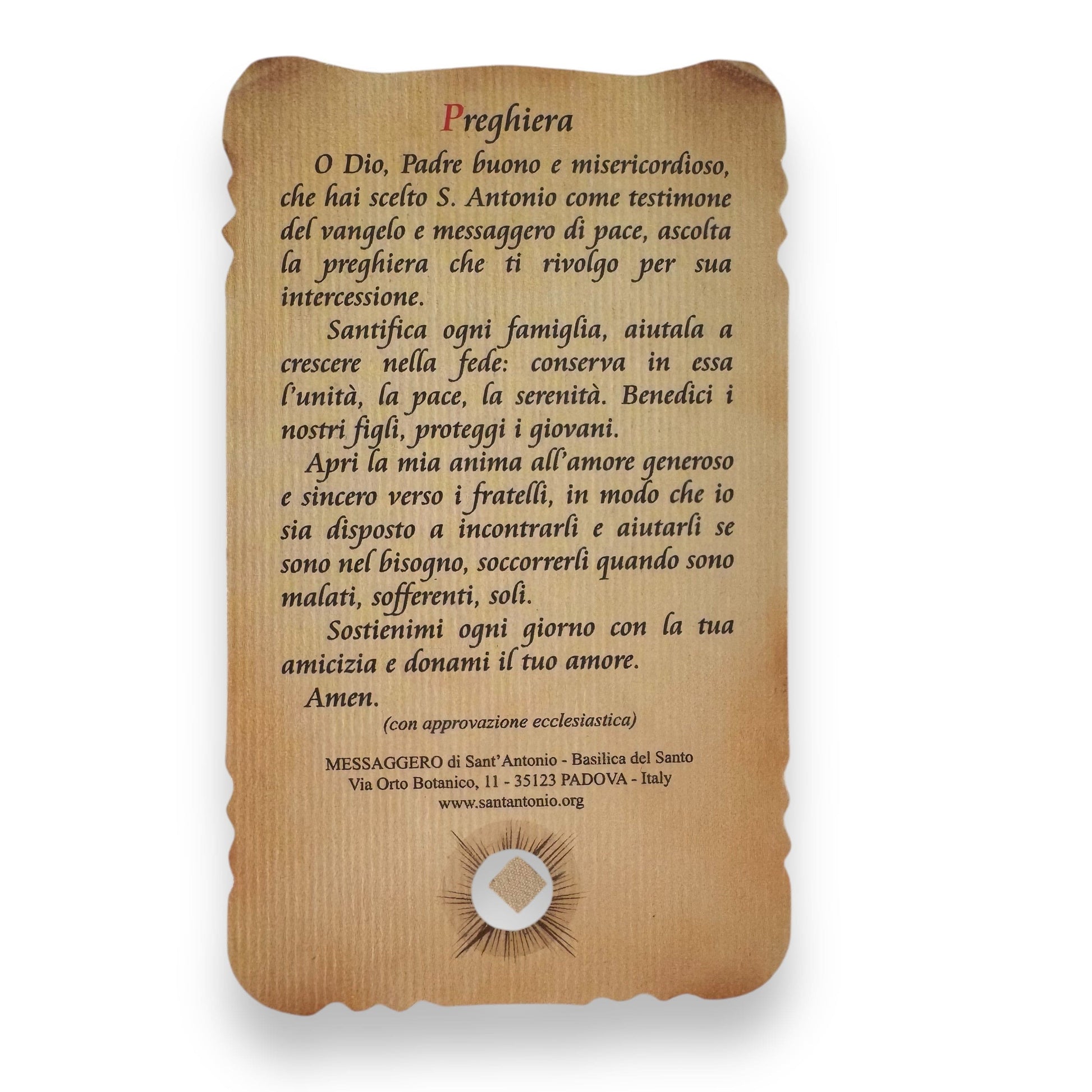 Relic Card of St. Anthony of Padua - Touched to Tongue Relic | Catholically
