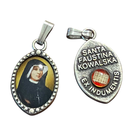 Reliquary Medal - 2nd Class Relic St. Faustina Kowalska | Catholically