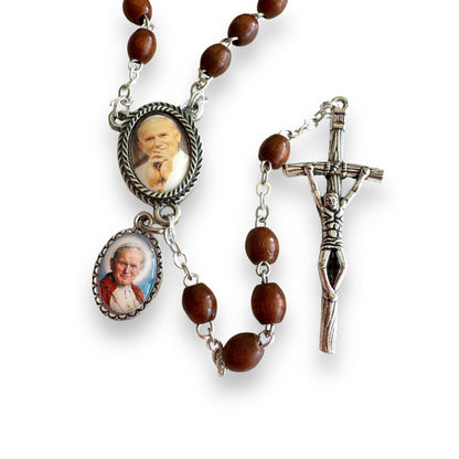 Saint JPII - St.John Paul II  - Canonization Rosary + Relic Medal | Catholically