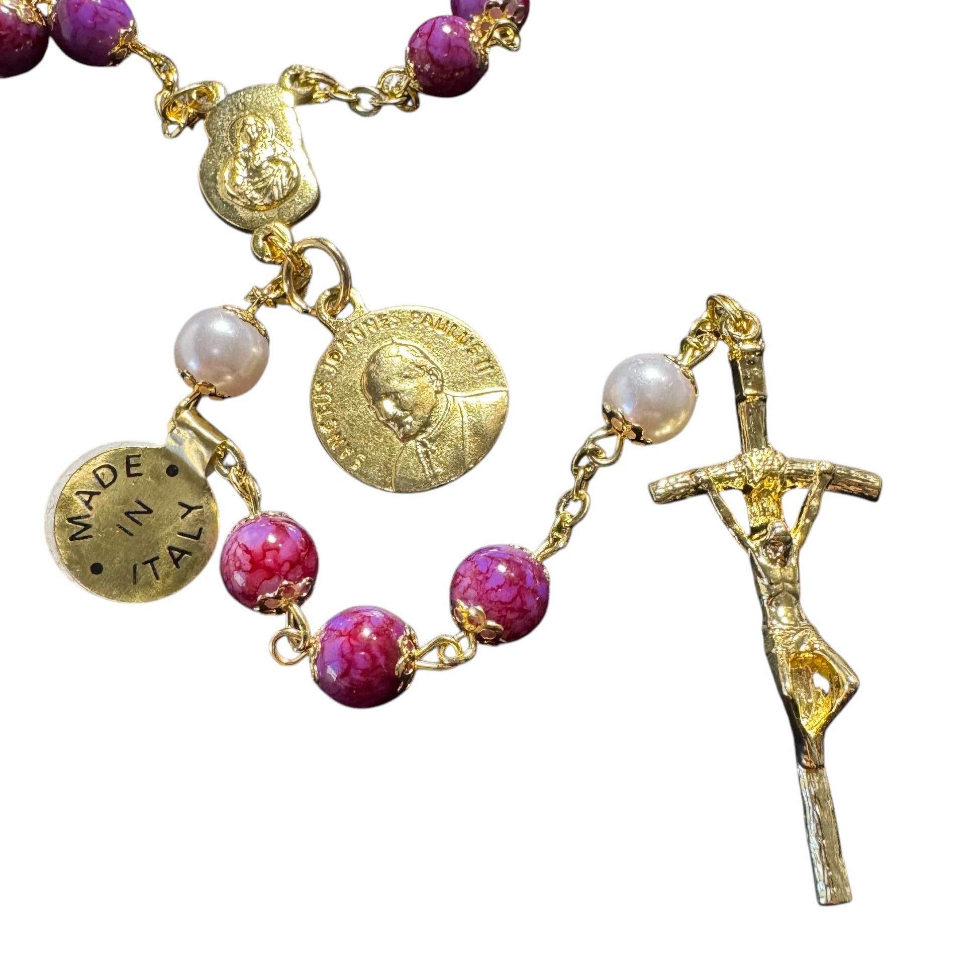 Saint JPII - St.John Paul II Pope - Blessed Rosary with Relic Ex-Indumentis | Catholically