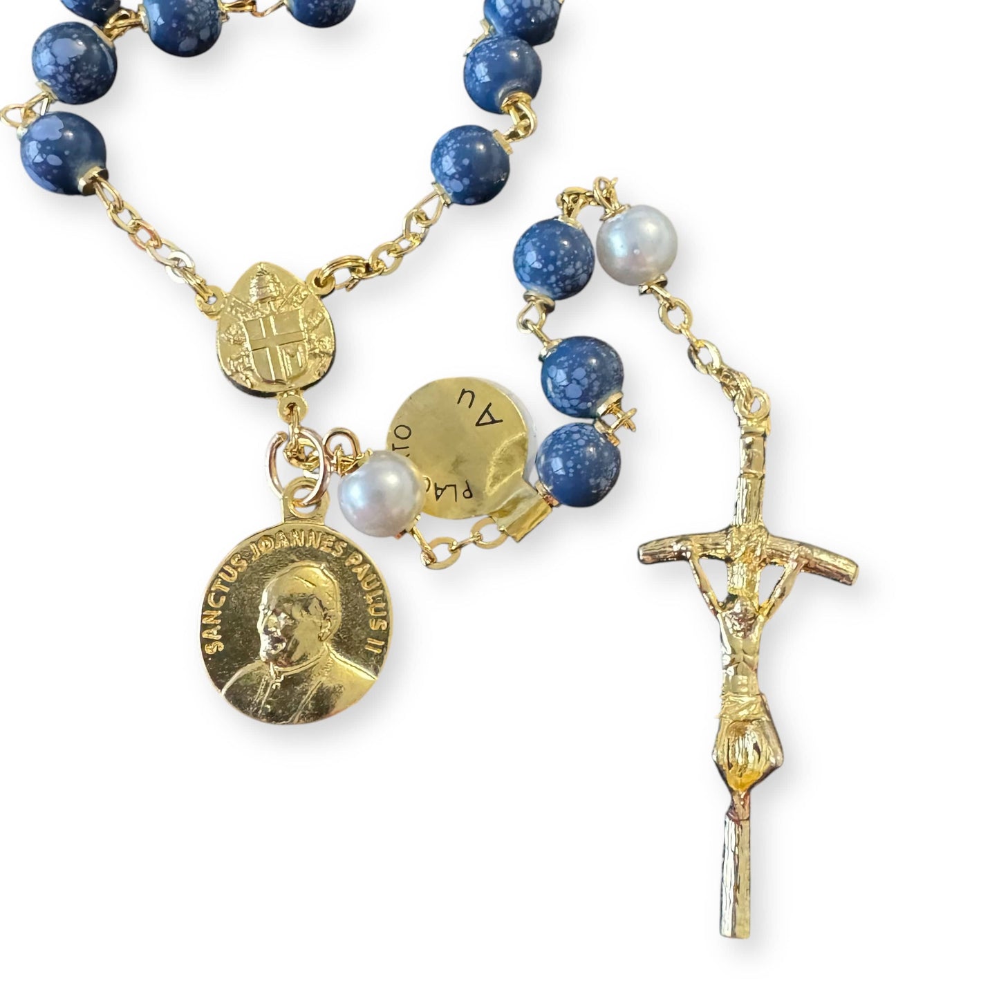 Saint JPII - St.John Paul II Pope - Blessed Rosary with Relic Ex-Indumentis | Catholically