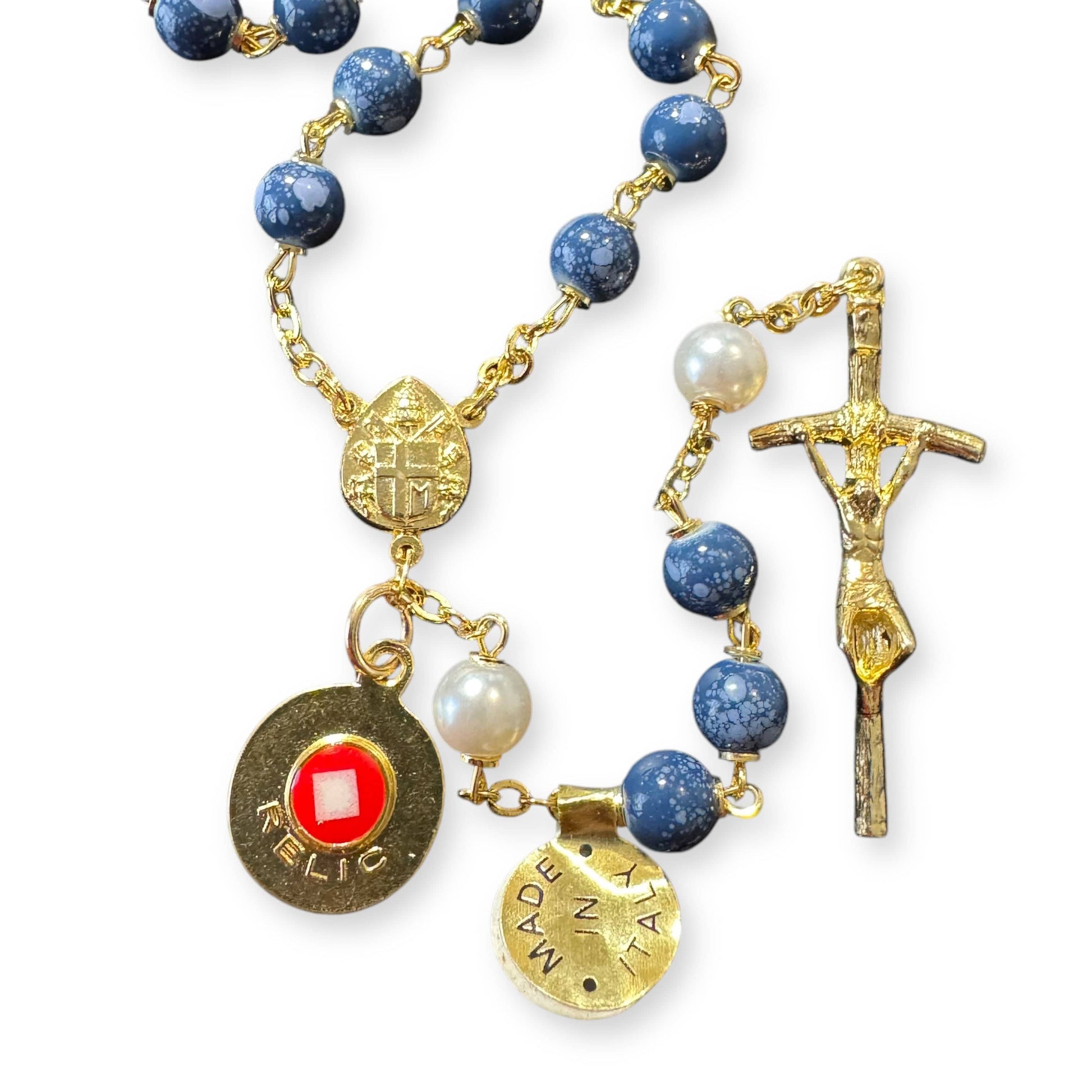 Saint JPII - St.John Paul II Pope - Blessed Rosary with Relic Ex-Indumentis | Catholically