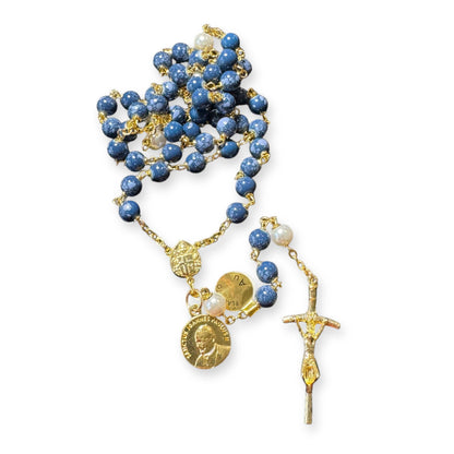 Saint JPII - St.John Paul II Pope - Blessed Rosary with Relic Ex-Indumentis | Catholically