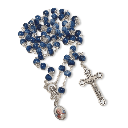 Saint JPII - St.John Paul II Pope - Blessed Rosary With Relic Ex-Indumentis | Catholically