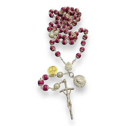 Saint JPII - St.John Paul II Pope - Blessed Rosary with Relic Ex-Indumentis | Catholically