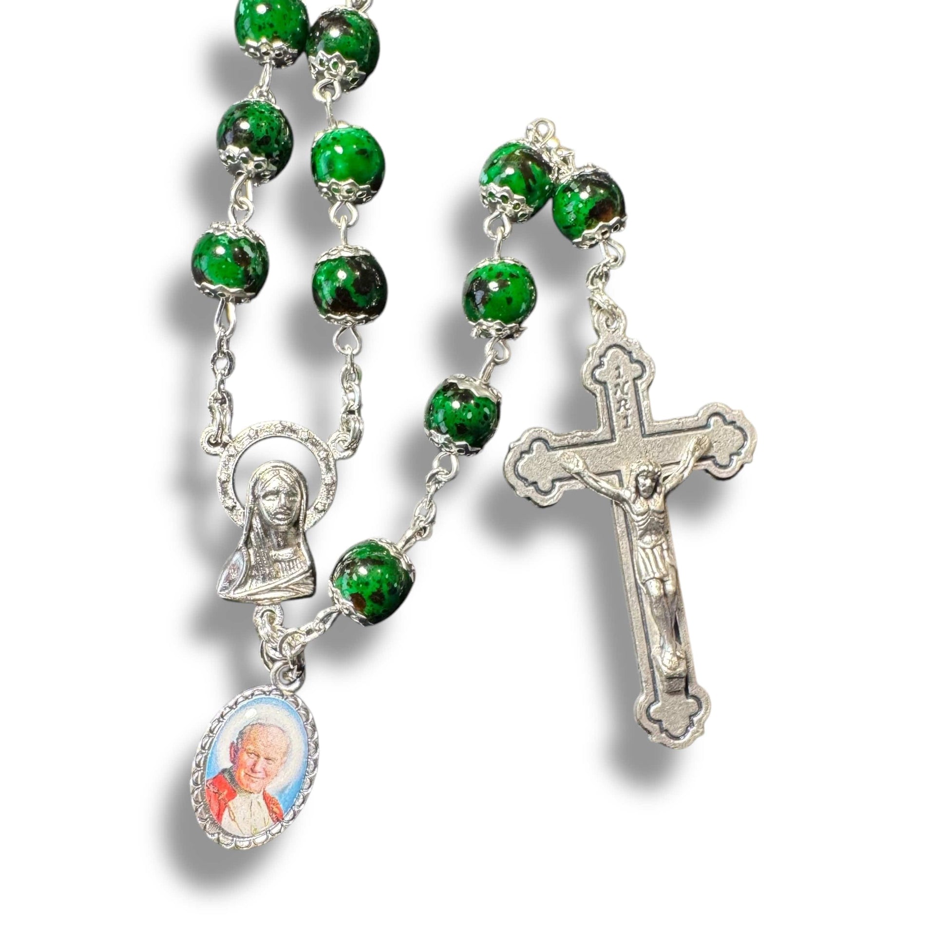 Saint JPII -St.John Paul II Pope- Canonization Rosary + Medal w/ Free Relic | Catholically