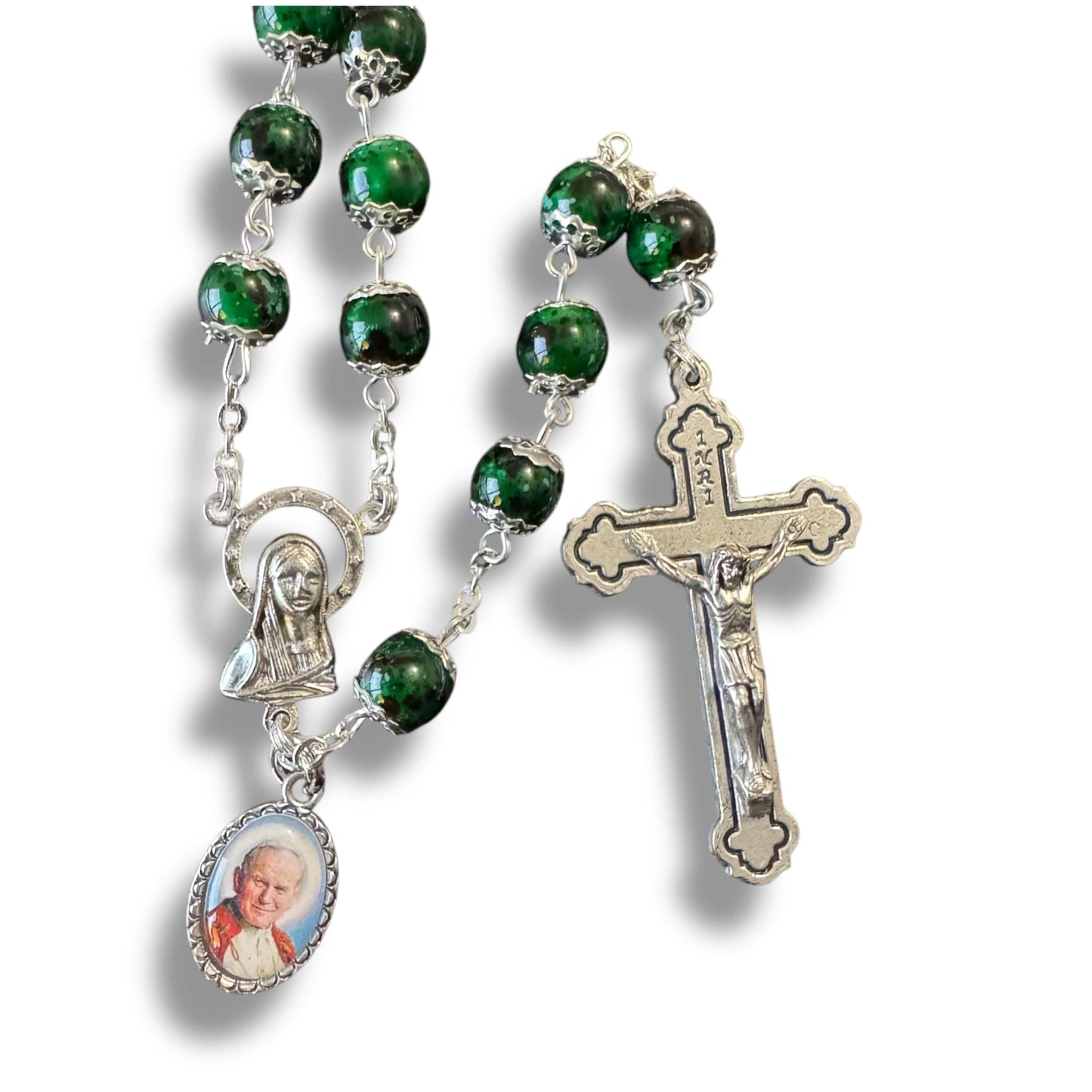 Saint JPII -St.John Paul II Pope- Canonization Rosary + Medal w/ Free Relic | Catholically