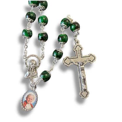 Saint JPII -St.John Paul II Pope- Canonization Rosary + Medal w/ Free Relic | Catholically
