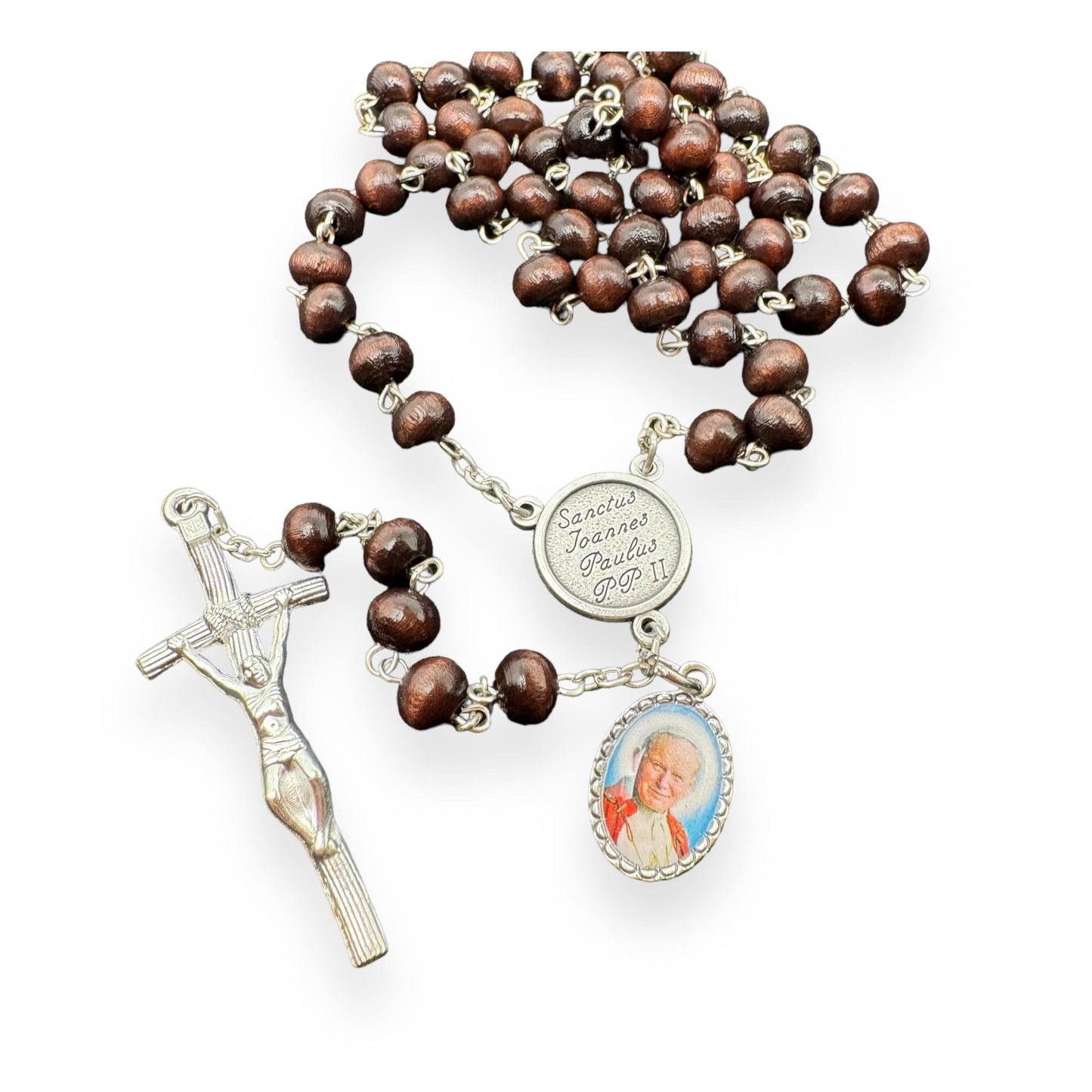 Saint JPII - St. John Paul II Pope Canonization Rosary + Medal w/ free relic | Catholically
