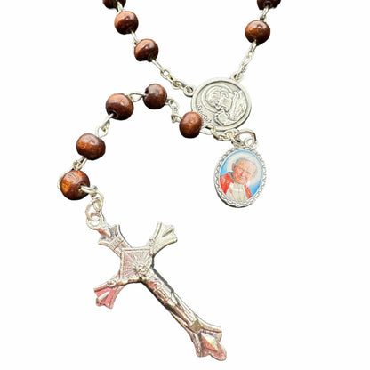 Saint JPII -St.John Paul II Pope- Canonization Rosary + Medal w/ Free Relic | Catholically