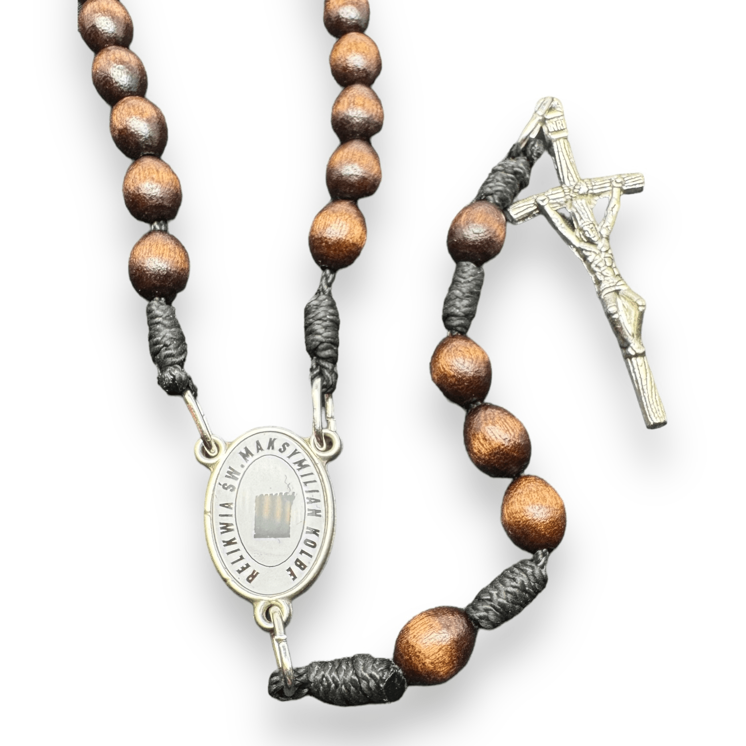 Saint Kolbe Relic Wooden Rosary - Handcrafted Spiritual Keepsake | Catholically