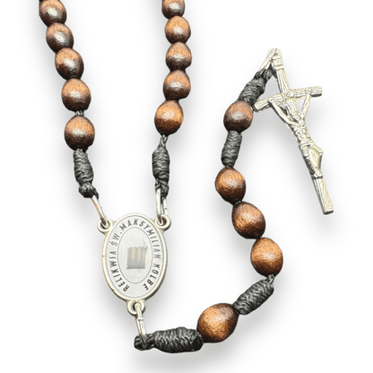 Saint Kolbe Relic Wooden Rosary - Handcrafted Spiritual Keepsake | Catholically