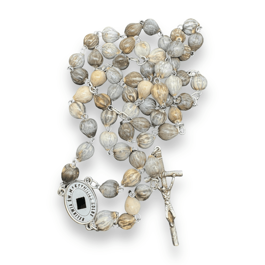Saint Kolbe Relic Wooden Rosary - Handcrafted Spiritual Keepsake | Catholically