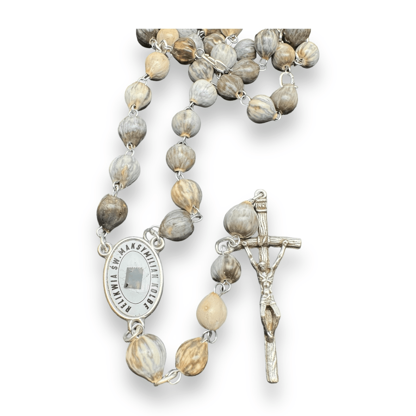 Saint Kolbe Relic Wooden Rosary - Handcrafted Spiritual Keepsake | Catholically