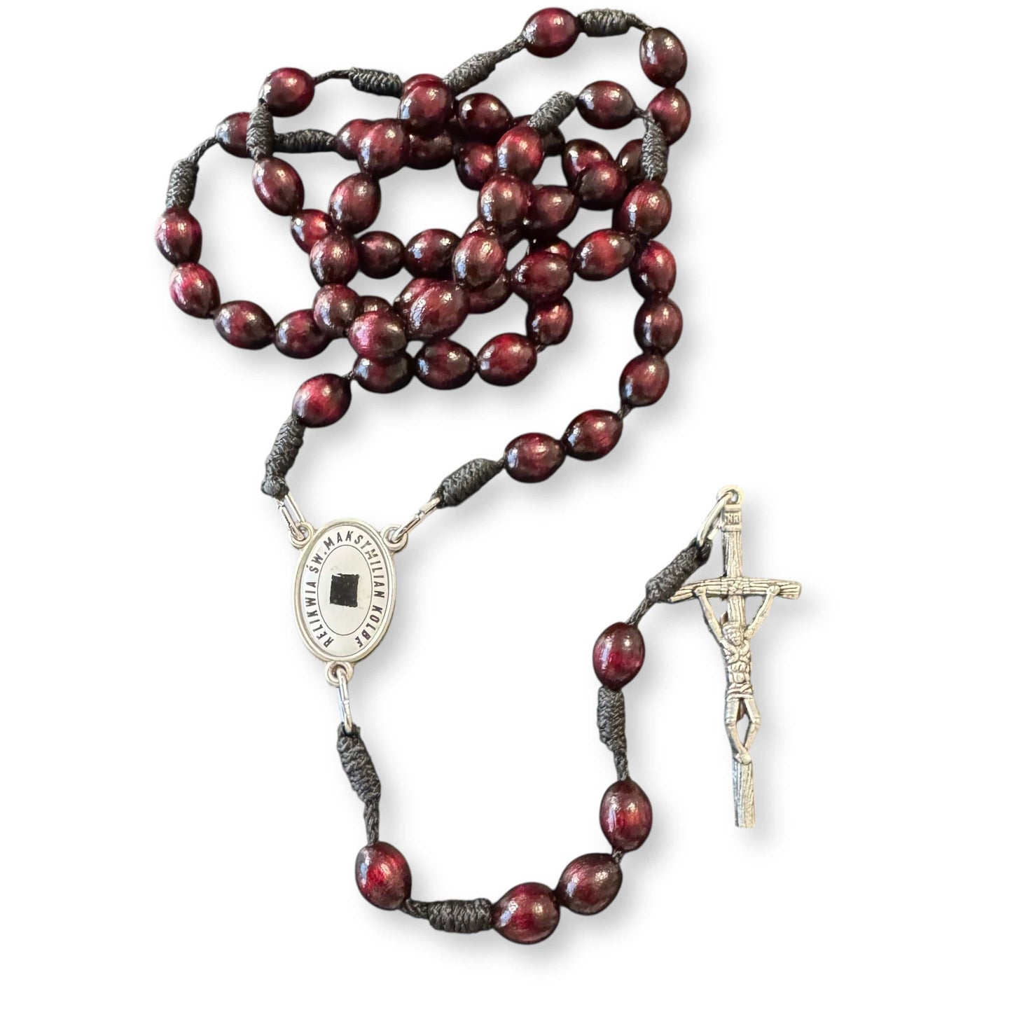Saint Kolbe Relic Wooden Rosary - Handcrafted Spiritual Keepsake | Catholically