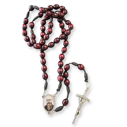 Saint Kolbe Relic Wooden Rosary - Handcrafted Spiritual Keepsake | Catholically