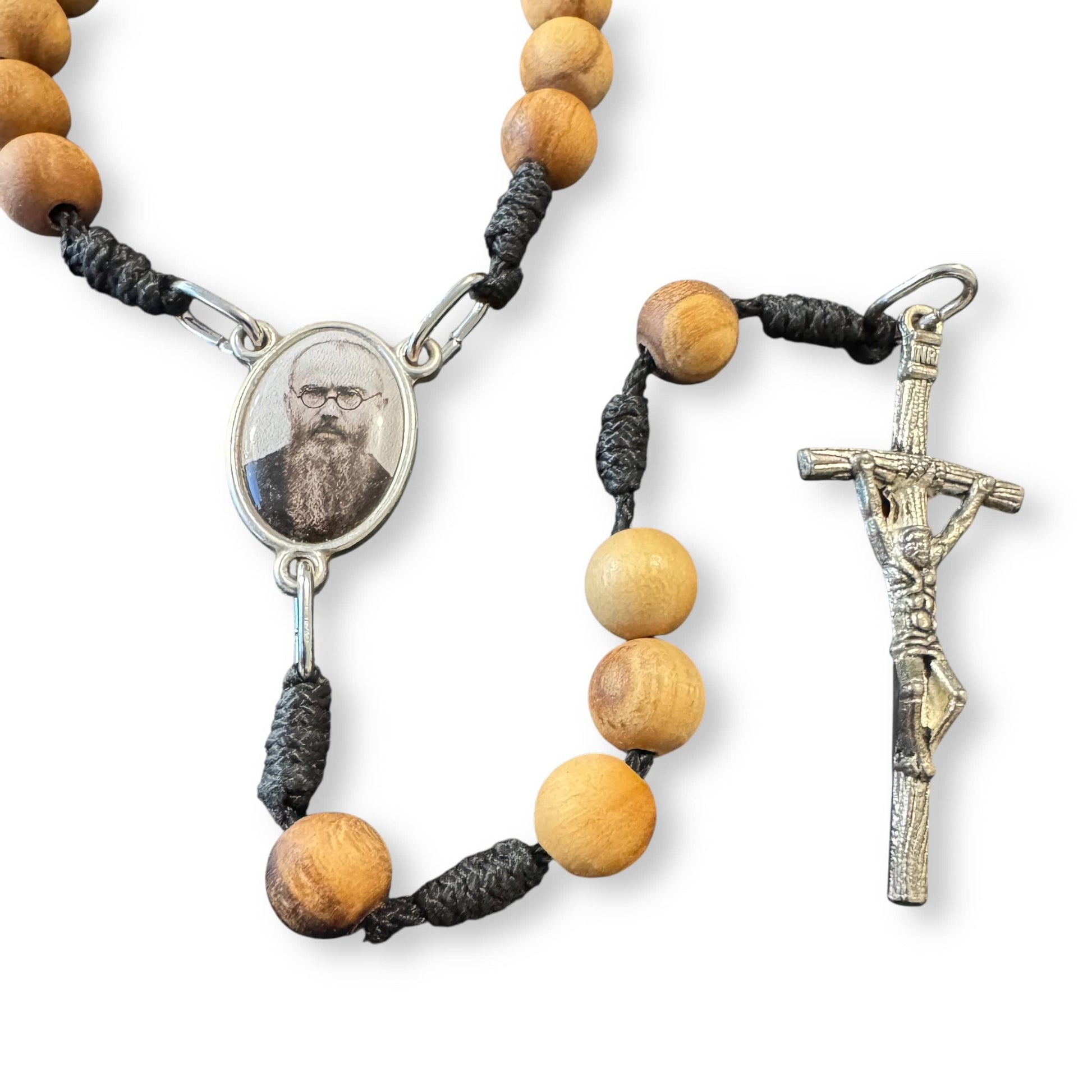Saint Kolbe Relic Wooden Rosary - Handcrafted Spiritual Keepsake | Catholically
