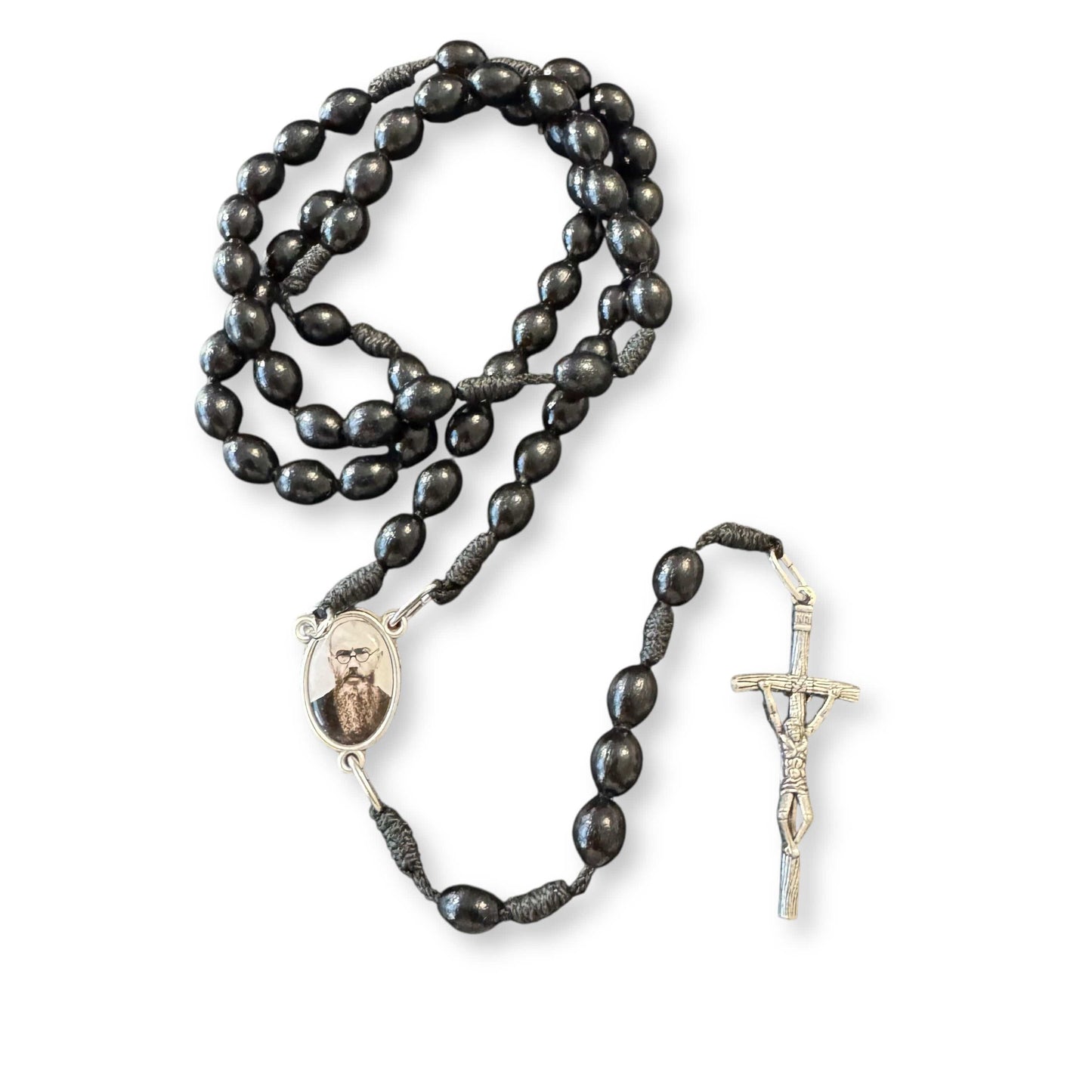 Saint Kolbe Relic Wooden Rosary - Handcrafted Spiritual Keepsake | Catholically