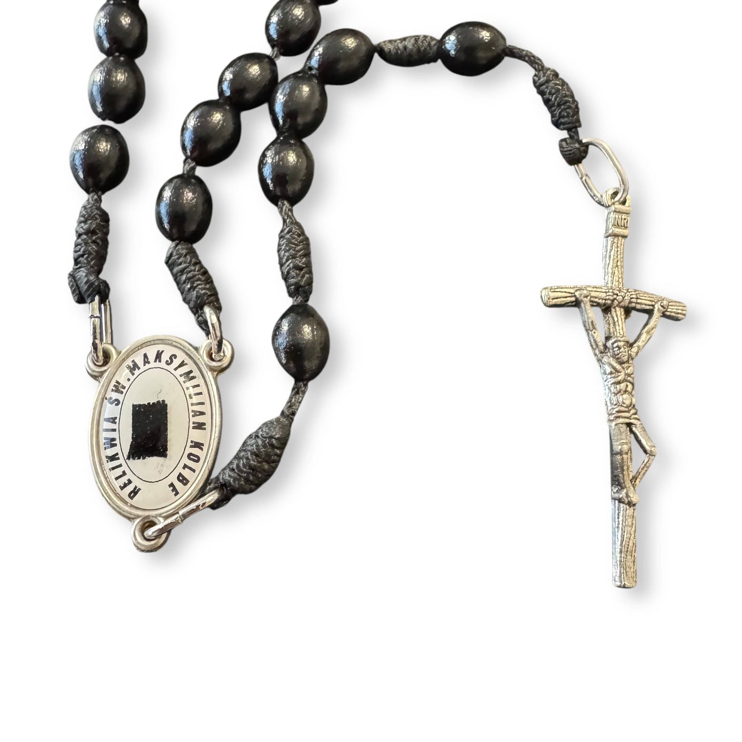 Saint Kolbe Relic Wooden Rosary - Handcrafted Spiritual Keepsake | Catholically