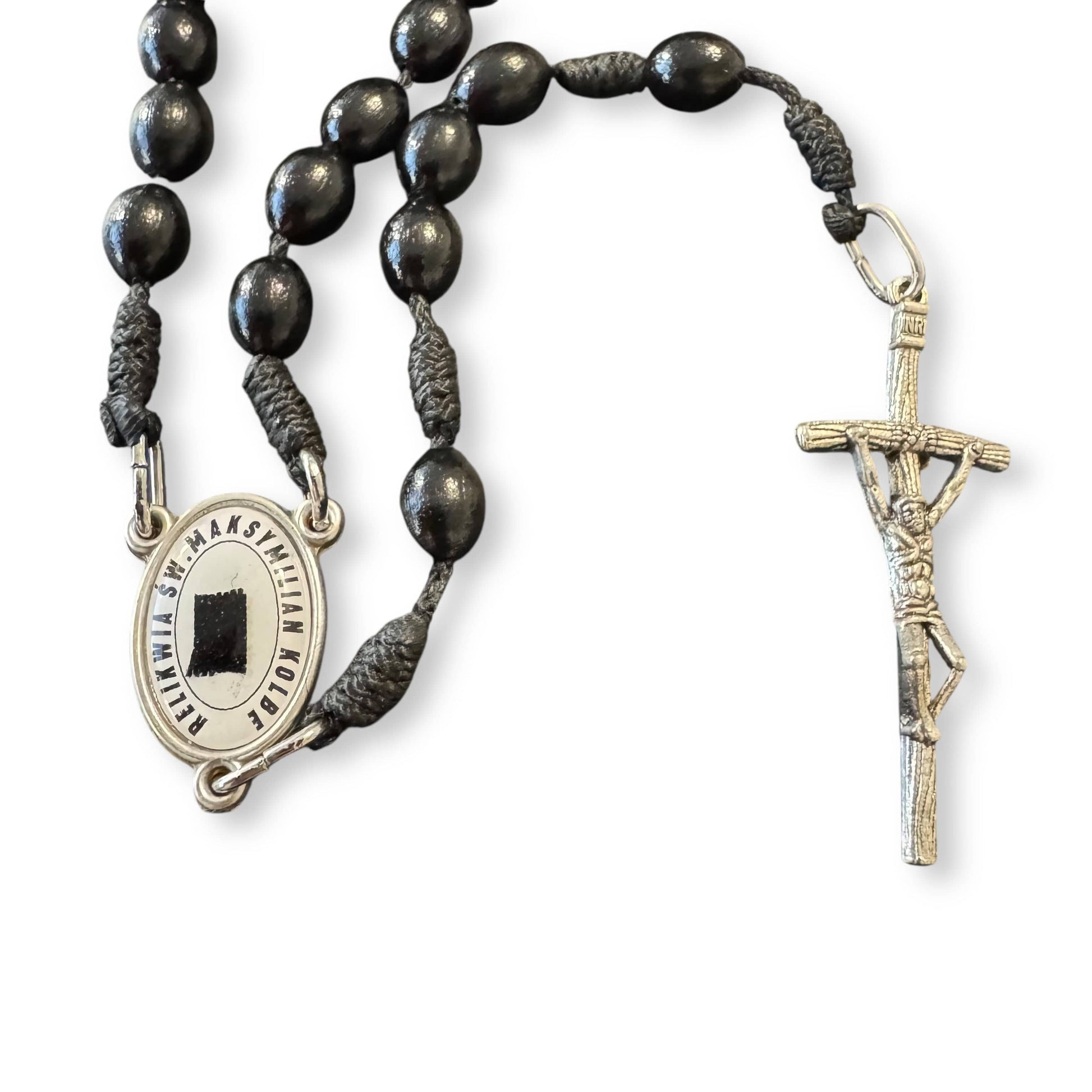 Saint Kolbe Relic Wooden Rosary - Handcrafted Spiritual Keepsake | Catholically