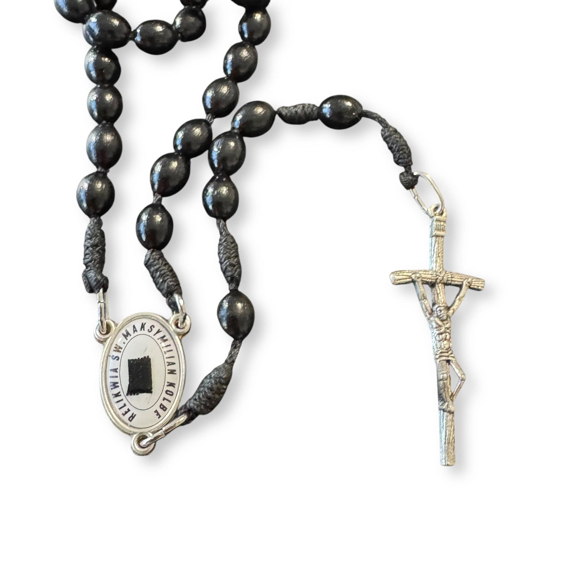 Saint Kolbe Relic Wooden Rosary - Handcrafted Spiritual Keepsake | Catholically