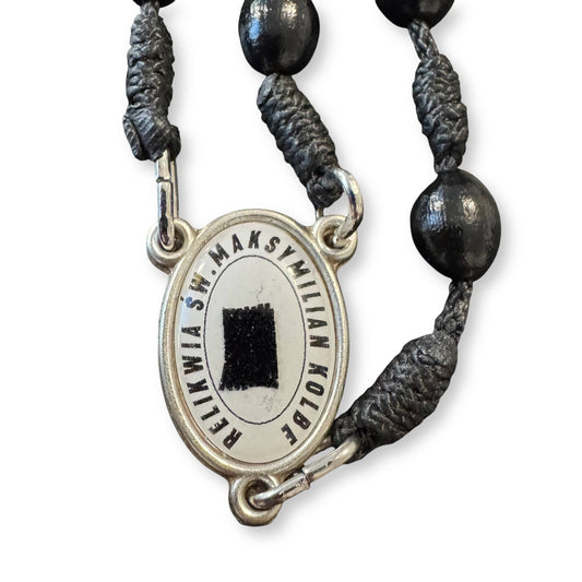 Saint Kolbe Relic Wooden Rosary - Handcrafted Spiritual Keepsake | Catholically