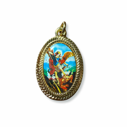 Saint Michael the Archangel Golden Medal Blessed by Pope Leo - Catholic Pendant | Catholically