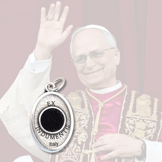 Saint Padre Pio Medal w/ 2nd Class Relic Vestment - Blessed by Pope Leo XIV | Catholically