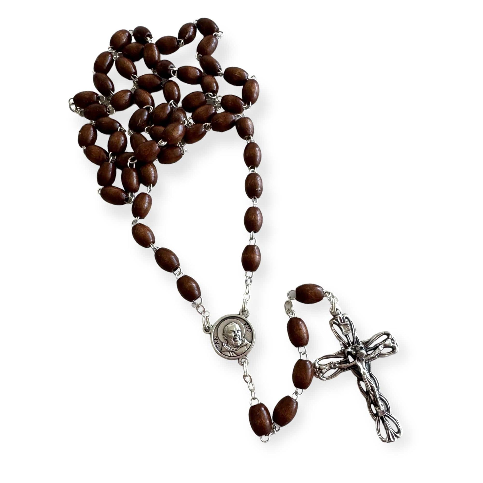 Saint Padre Pio Rosary Blessed By Pope w/ 2nd Class Relic - St. Father Pio | Catholically