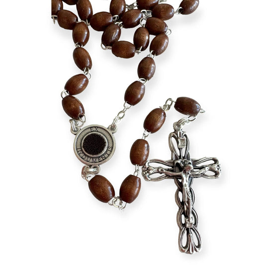 Saint Padre Pio Rosary Blessed By Pope w/ 2nd Class Relic - St. Father Pio | Catholically
