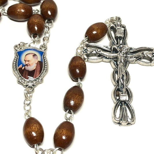 Saint Padre Pio Rosary Blessed By Pope w/ 2nd Class Relic - St. Father Pio | Catholically