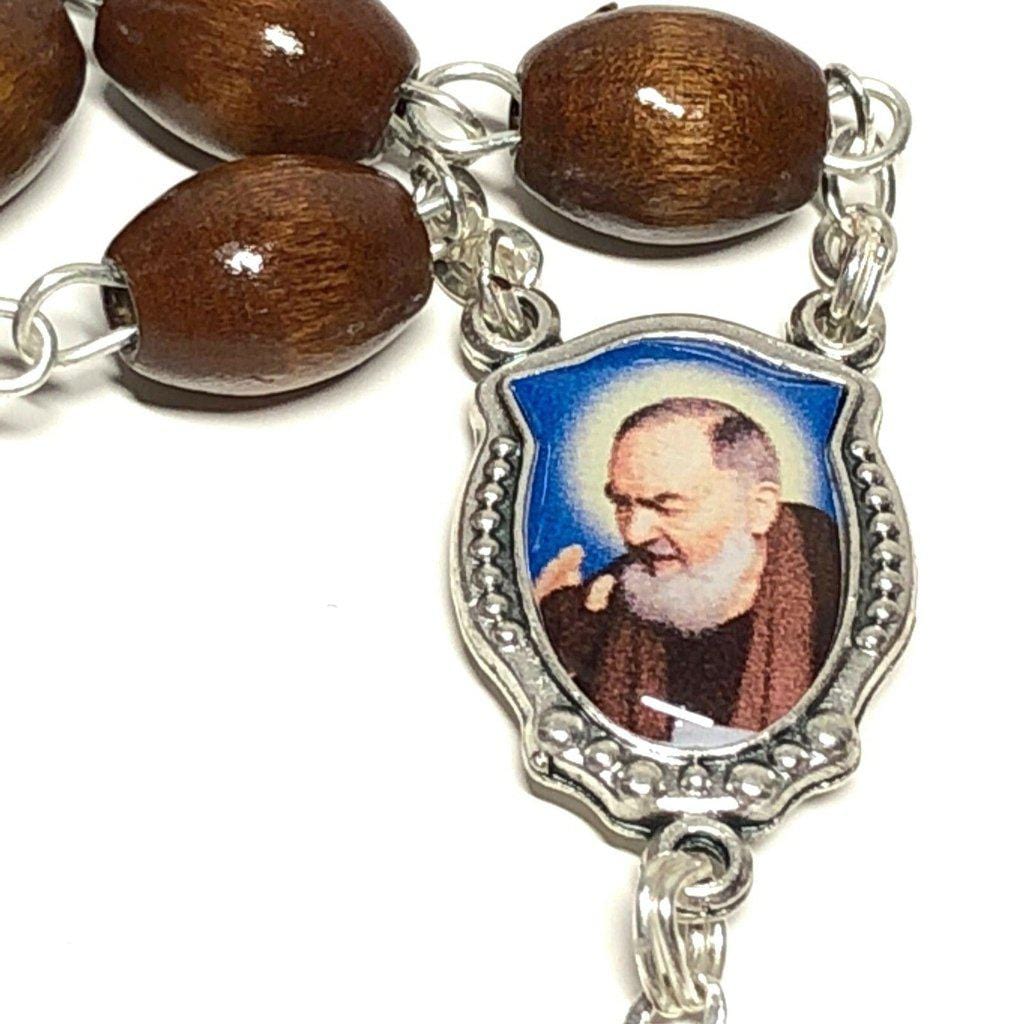 Saint Padre Pio Rosary Blessed By Pope w/ 2nd Class Relic - St. Father Pio | Catholically
