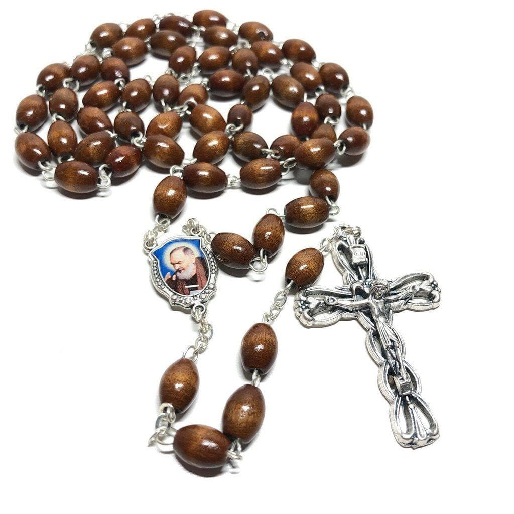 Saint Padre Pio Rosary Blessed By Pope w/ 2nd Class Relic - St. Father Pio | Catholically